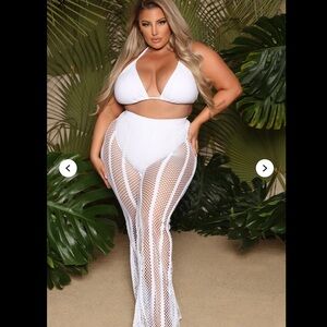 White Mesh Beach Cover-Up Pants